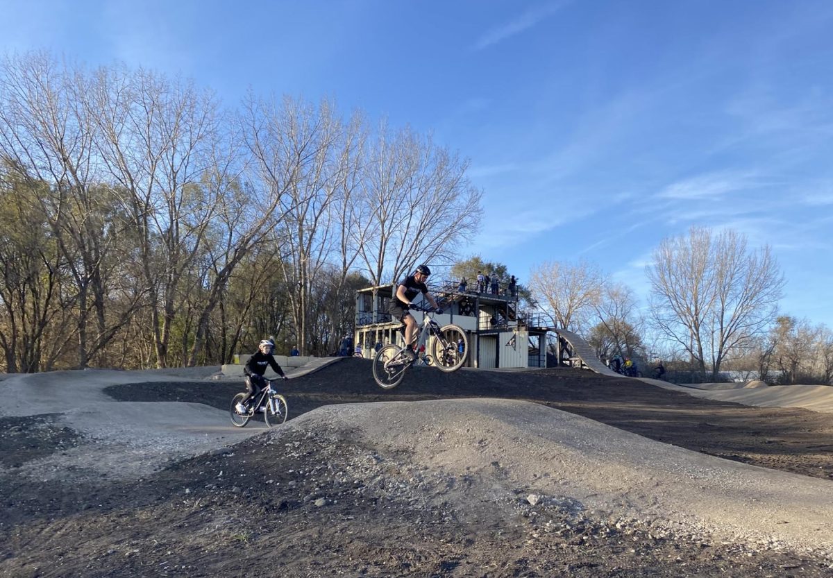 MCHS Senior Michael Solberg-Mass catches some air on one of the trails.