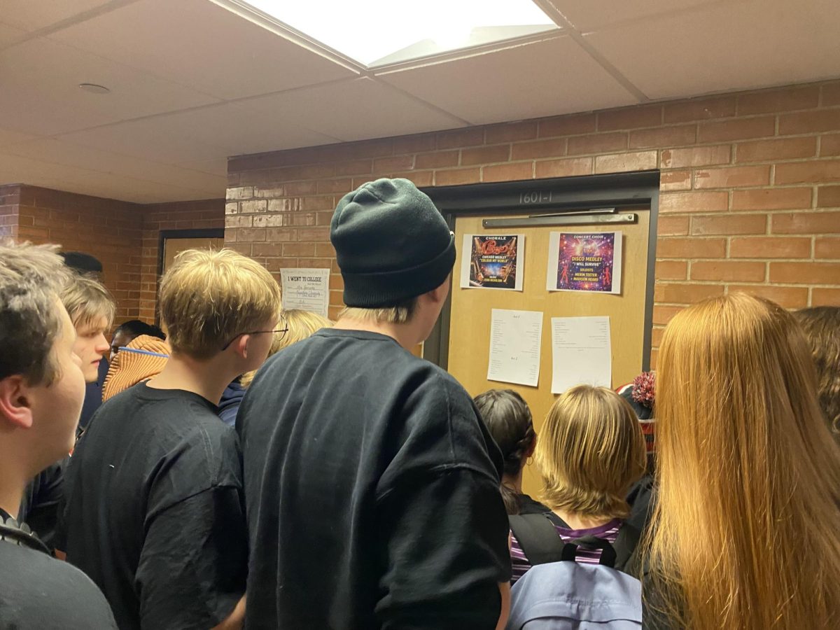 Potential performers anxiously check the results list Friday afternoon after the accepted acts were released. 