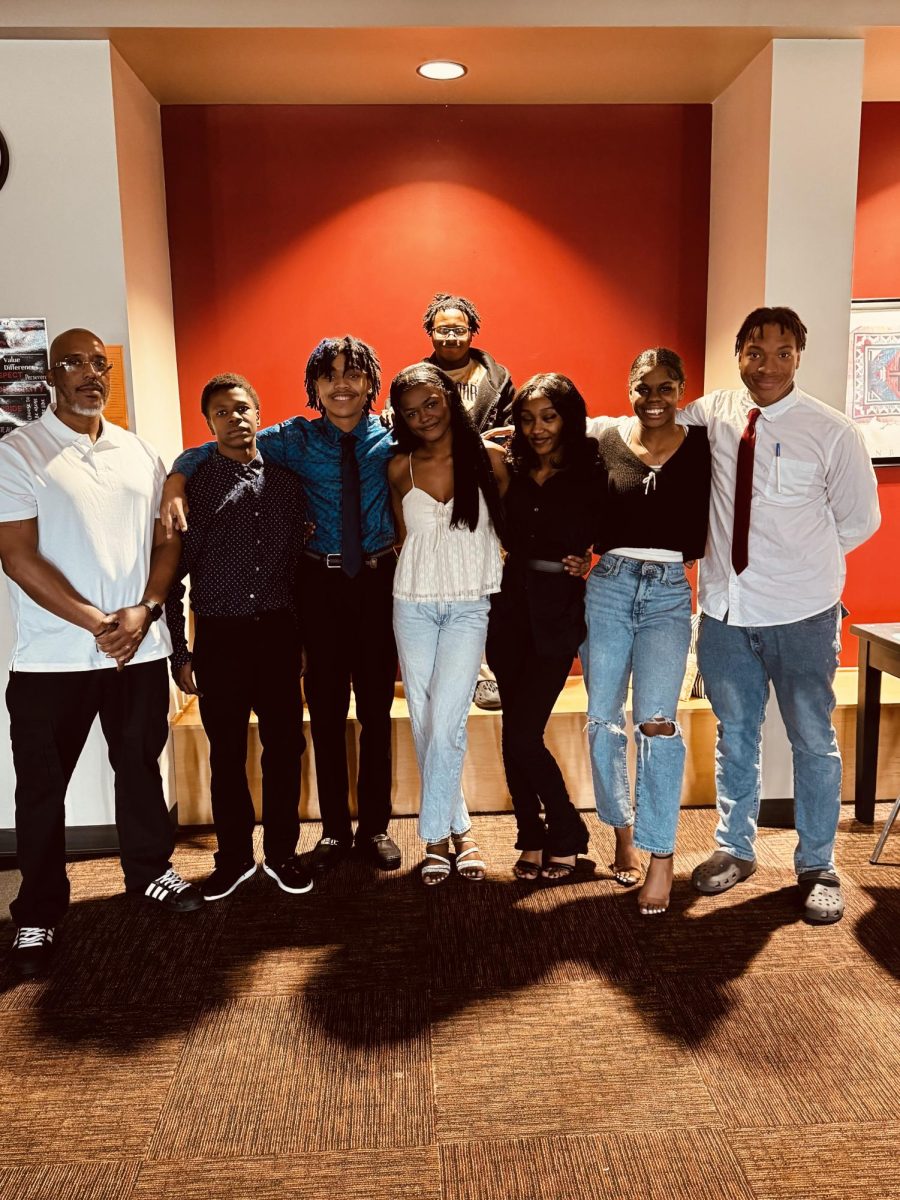Members of the newly created Minority Student Union at MCHS with adviser Che Whitner. Left to right are Deshawn Dale, Jaylen Dolliver, Latasha York, Jerrelle Fields (above), Jazzmynn Dolliver, Ja'Mariah Williams, and TJ Pate. the group meets weekly to discuss grades, how to help and hold one another accountable for behaviors, and future goals.